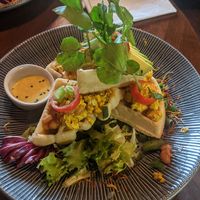 Scrambled tofu and baked bean waffle 🤤 at Bio Cafe in Aberdeen