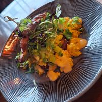 Scrambled tofu with croissant at Bio Cafe in Aberdeen