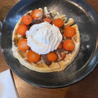 Nutella & strawberry wafflees  at Bio Cafe in Aberdeen
