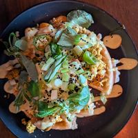 Waffles with tofu at Bio Cafe in Aberdeen