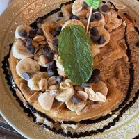Peanut & banana waffle   at Bio Cafe in Aberdeen