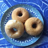 Cinnamon and glazed donuts - vegan and gluten free and delicious  at Darringtons in Burswood