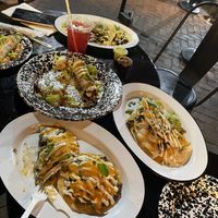 Dinner Spread with Hibiscus Margarita at Cielo Rojo in Takoma Park