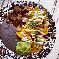 Vegan chilaquiles w/cashew cream at Cielo Rojo in Takoma Park