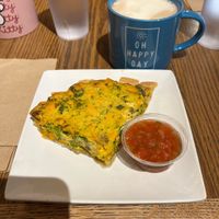 Vegan quiche and oatmilk chai latte.  at SoulFood CoffeeHouse in Redmond