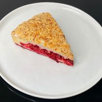 raspberry almond scone (plated at home) at SoulFood CoffeeHouse in Redmond