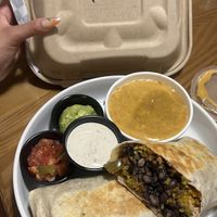 Vegan wet burrito with soyrizo (ordered to go 🌯)  at The Church Cantina in Tacoma