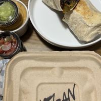 Vegan wet burrito with soyrizo (ordered to go 🌯)  at The Church Cantina in Tacoma