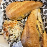 Cubano sandwich with potato salad side (take away)  at The Church Cantina in Tacoma