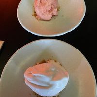 Coconut ice cream and watermelon sorbet  at Yulli's in Byron Bay