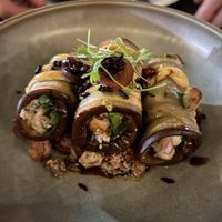 Eggplant filled with cashew cheese  at Yulli's in Byron Bay
