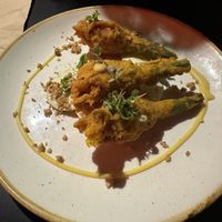 Zucchini blossoms, these were so cool!  at Yulli's in Byron Bay