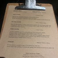 Banquet menu   at Yulli's in Byron Bay