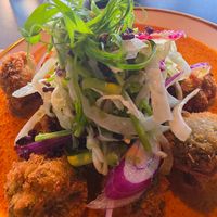 Panko broccoli with red curry sauce at Yulli's in Byron Bay