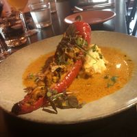 Banana pepper stuffed with red curry  at Yulli's in Byron Bay