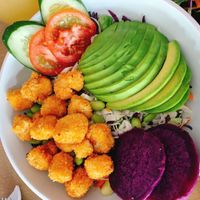Vegan Crusted Tofu Avocado Bowl at In De Bowl in Jimbaran