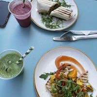 Falafel wrap and juices   at Hula in Edinburgh