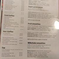 Menu at Hula in Edinburgh
