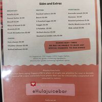 Menu at Hula in Edinburgh