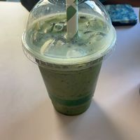Blueberry almond milk matcha latte  at Hula in Edinburgh