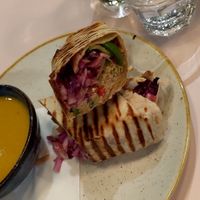 Falafel wrap with lentil soup at Hula in Edinburgh