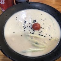 Cold noodle soup with soy milk broth  at Milbat 밀밭 in Seoul