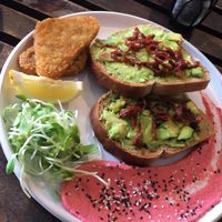 Avocado on toast with added hash brown at Unni's in Koh Phi Phi