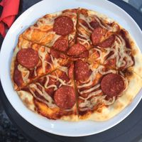 Veg salami pizza at Level Up in Bucharest