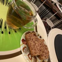 Mint tea and cake  at Level Up in Bucharest