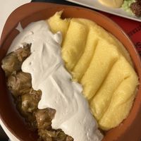 Traditional cabbage rolls and polenta   at Level Up in Bucharest