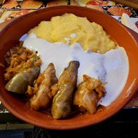 Cabbage rolls with polenta at Level Up in Bucharest