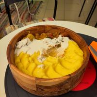 Polenta based traditional meal at Level Up in Bucharest