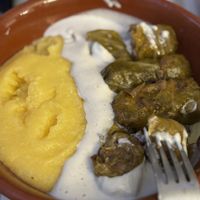 Sarmale with sour cream and polenta  at Level Up in Bucharest