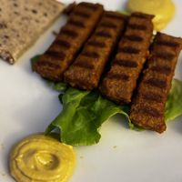Mici with mustards   at Level Up in Bucharest