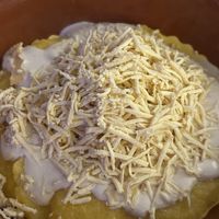 Polenta with smoke tofu and sour cream  at Level Up in Bucharest