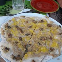 Quattro formaggo vegan pizza at Level Up in Bucharest