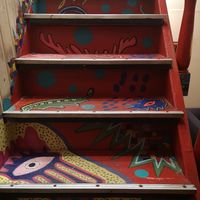 Cool hipster stairs at Level Up in Bucharest