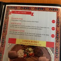 Menu - vegan platter at Selam in Regina