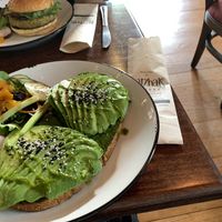 Avo toast and veggie burger  at Kurzhals Coffee in Peekskill