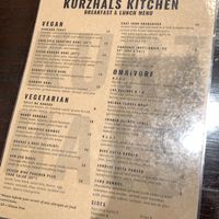 Vegan section on menu  at Kurzhals Coffee in Peekskill