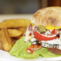 chivito veggie namaste con rusticas at Namaste in Montevideo