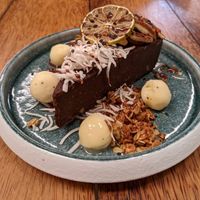 Black bean brownies with passionfruit sorbet at Laylo in Tulum