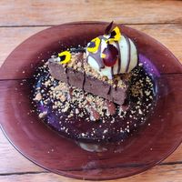 Black bean brownie with ice cream at Laylo in Tulum