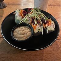 Spring rolls with satay sauce  at Laylo in Tulum