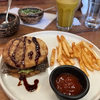 Sushi burger & golden milk  at Laylo in Tulum