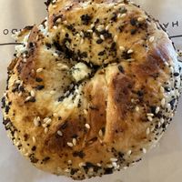 Vegan everything with non dairy chive shmear   at WoodGrain Bagel in Boulder
