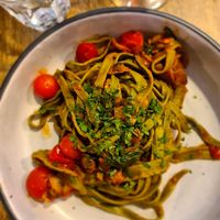 Green fettuccine at Maccaroni Trattoria Italiana in Melbourne