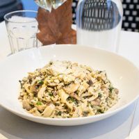 Chicken and Mushrooms risotto. 100% Vegan at Maccaroni Trattoria Italiana in Melbourne