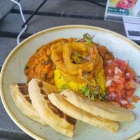 The chickpeas and rice were really tasty at Kaylee's in Johannesburg