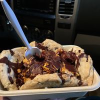 Vegan cookie sundae w/ chocolate shell and honeycomb candy at Honeycomb Creamery in Cambridge